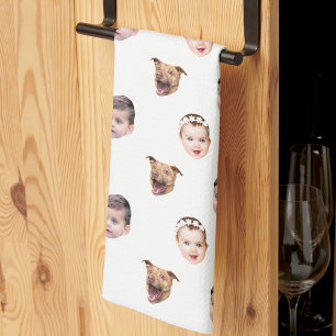 Linge De Cuisine Visage personnalisé, cadeau de famille unique 3 ph