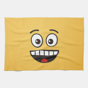 Linge De Cuisine Visage souriant avec bouche ouverte