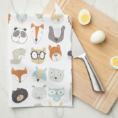 Linge De Cuisine Visages conviviaux | Portraits d'animaux mignons (Quart Plié)