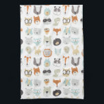 Linge De Cuisine Visages conviviaux | Portraits d'animaux mignons<br><div class="desc">Cette impression d'aquarelle présente des visages animaux mignons | En Juin Erica Vess</div>