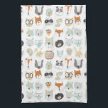 Linge De Cuisine Visages conviviaux | Portraits d'animaux mignons<br><div class="desc">Cette impression d'aquarelle présente des visages animaux mignons | En Juin Erica Vess</div>