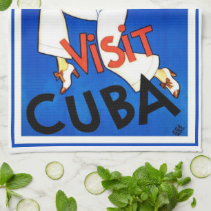 Linge De Cuisine Visitez La Havane, Cuba, Affiche de voyage vintage