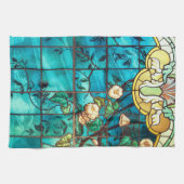 Linge De Cuisine Vitrail Art nouveau floral victorien (Horizontal)