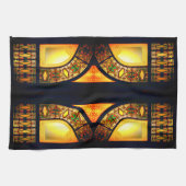 Linge De Cuisine Vitrail victorien noir or élégant (Horizontal)