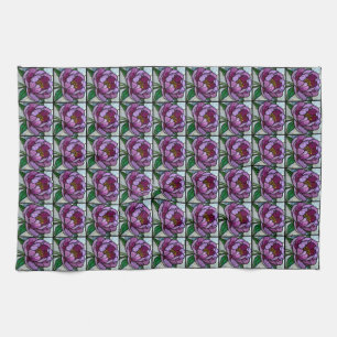 Linge De Cuisine Vitraux Peony Violet