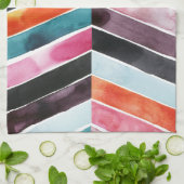 Linge De Cuisine Vivid aquarelle Chevron I (Plié)