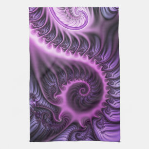 Linge De Cuisine Vivid Cool Abstrait rose violet Fractal Art Spiral