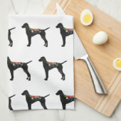 Linge De Cuisine Vizsla Chien race Boho Foral Silhouette (Quart Plié)