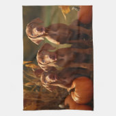 Linge De Cuisine Vizsla Chiot Automne Citrouille délice (Vertical)