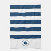 Linge De Cuisine Voigée bleu et blanc marine blanc et ancre de bate (Vertical)