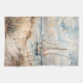 Linge De Cuisine Voile côtière aquarelle paisible (Horizontal)