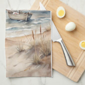 Linge De Cuisine Voile paisible Watercolor Côte (Quart Plié)