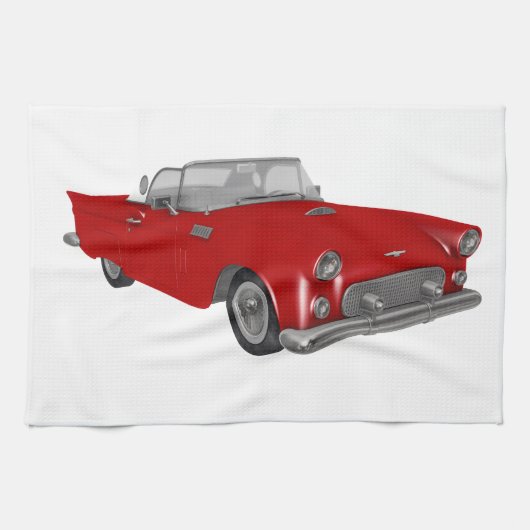 Linge De Cuisine Voiture rouge classique des années 50 (Horizontal)