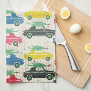 Linge De Cuisine Voitures avec arbres sur le dessus Style rétro Cui