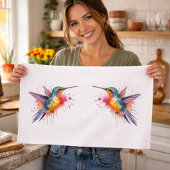 Linge De Cuisine Vol coloré, colibri aquarelle