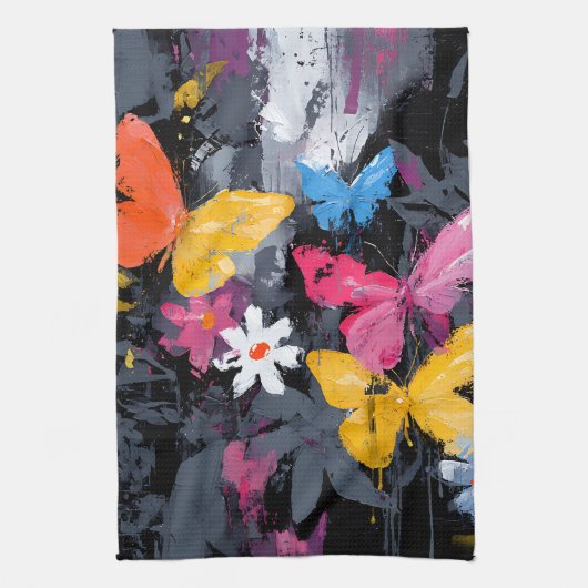 Linge De Cuisine Vol de Papillon Abstrait Vibrant (5) (Vertical)
