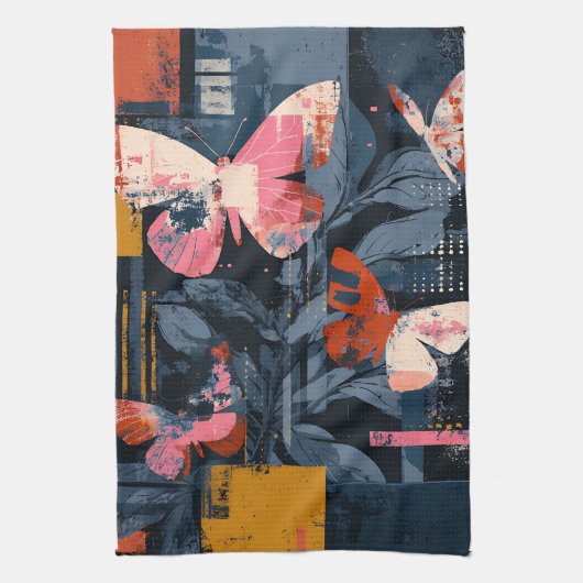 Linge De Cuisine Vol de Papillon Abstrait Vibrant (6) (Vertical)