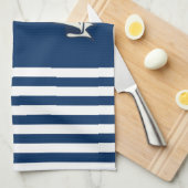 Linge De Cuisine Volant de bateau nautique, rayures bleu marine (Quart Plié)