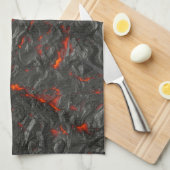 Linge De Cuisine Volcan de lave molle noir et rouge (Quart Plié)