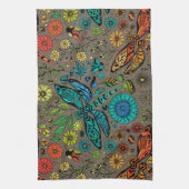 Linge De Cuisine Voler, libellule de mouche sur brun (Vertical)