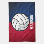 Linge De Cuisine Volley-ball ; rouge, blanc et bleu (Vertical)