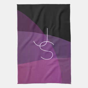 Linge De Cuisine Vos initiales qui se chevauchent Moderne violet