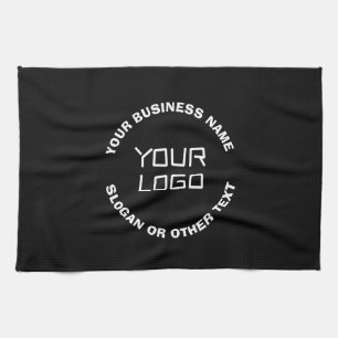 Linge De Cuisine Votre logo ou image et texte modifiable Noir & B