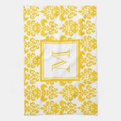 Linge De Cuisine Votre monogramme, motif jaune 2 de damassé (Vertical)