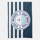 Linge De Cuisine Votre nom de bateau Ancre Bleu blanc (Vertical)