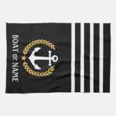 Linge De Cuisine Votre nom de bateau Ancre Gold Style Laurel Black (Horizontal)