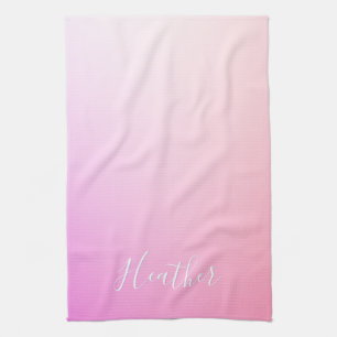 Linge De Cuisine Votre nom ou mot Pink Ombre Gradation