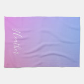 Linge De Cuisine Votre nom ou mot | Rose et bleu violet (Horizontal)