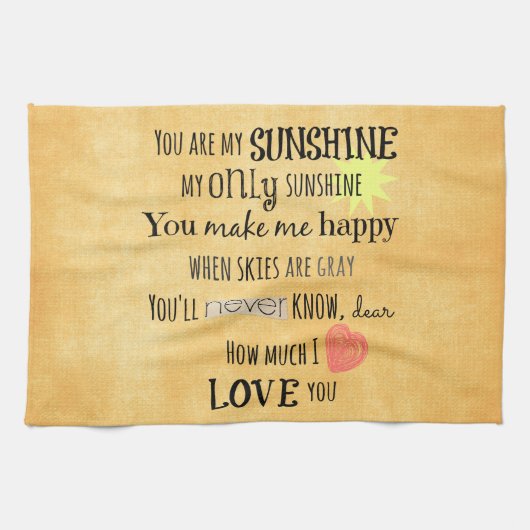 Linge De Cuisine Vous êtes ma Sunshine Word Art Typographie (Horizontal)