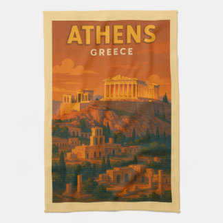 Linge De Cuisine Voyage à Athènes Grèce Rétro