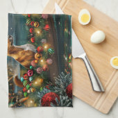 Linge De Cuisine Voyage de Noël de Basenji (Quart Plié)