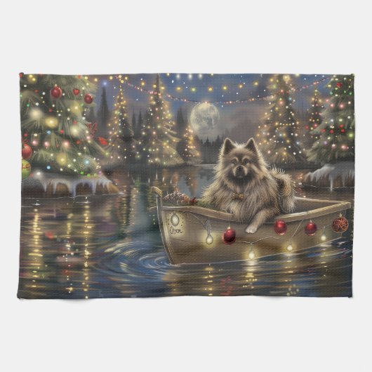 Linge De Cuisine Voyage de Noël du Keeshond (Horizontal)