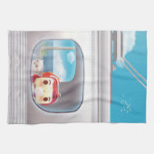Linge De Cuisine Voyage en train avec chat (Horizontal)