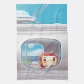 Linge De Cuisine Voyage en train avec chat (Vertical)