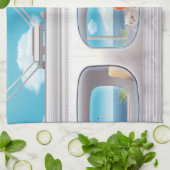 Linge De Cuisine Voyage en train avec chat (Plié)