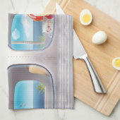 Linge De Cuisine Voyage en train avec chat (Quart Plié)