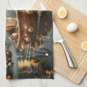 Linge De Cuisine Voyage festif de Noël beagle (Quart Plié)