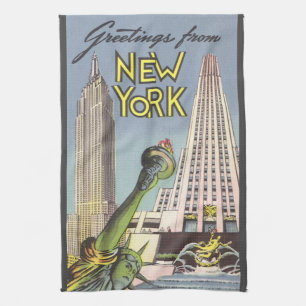 Linge De Cuisine Voyage Rétro, Monuments de New York Célèbres