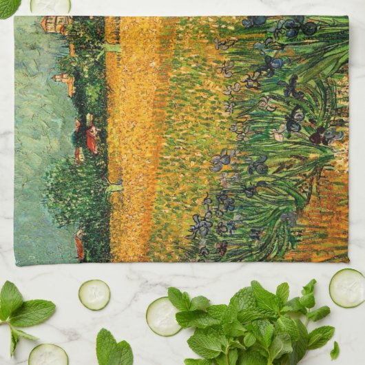 Linge De Cuisine Vue d'Arles avec Irises par Vincent van Gogh (Plié)