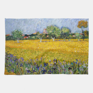 Linge De Cuisine Vue d'Arles avec la peinture d'Irises Vincent van