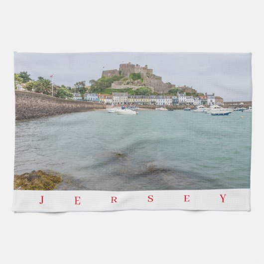 Linge De Cuisine Vue du château de Jersey Mont Orgueil (Horizontal)