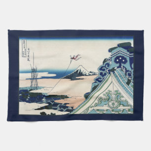 Linge De Cuisine Vue du temple Honganji sur le mont Fuji Gravure su