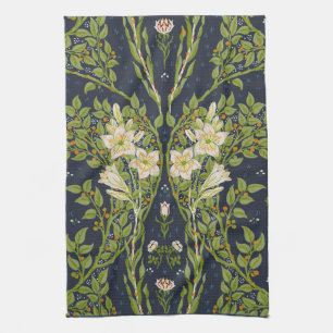 Linge De Cuisine Walter Crane Vintage Marine Blanc Motif Lys