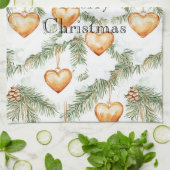 Linge De Cuisine Warm Creamy Caramel Hearts Christmas Tree Branches (Plié)