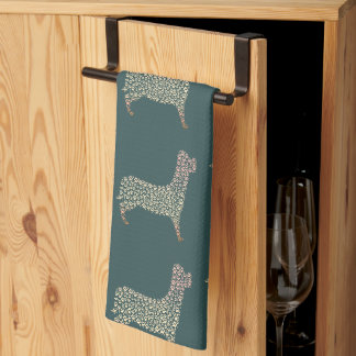 Linge De Cuisine Warm Gold Gradient Paw Print Dog Silhouette Fabric