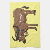 Linge De Cuisine Water buffalo with flowers (Vertical)